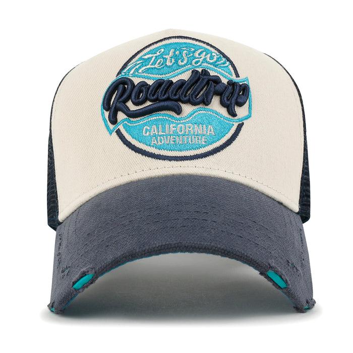 Ililily Ililily Premium ROAD TRIP Round Embroidery Trucker Hat Vintage Baseball Cap