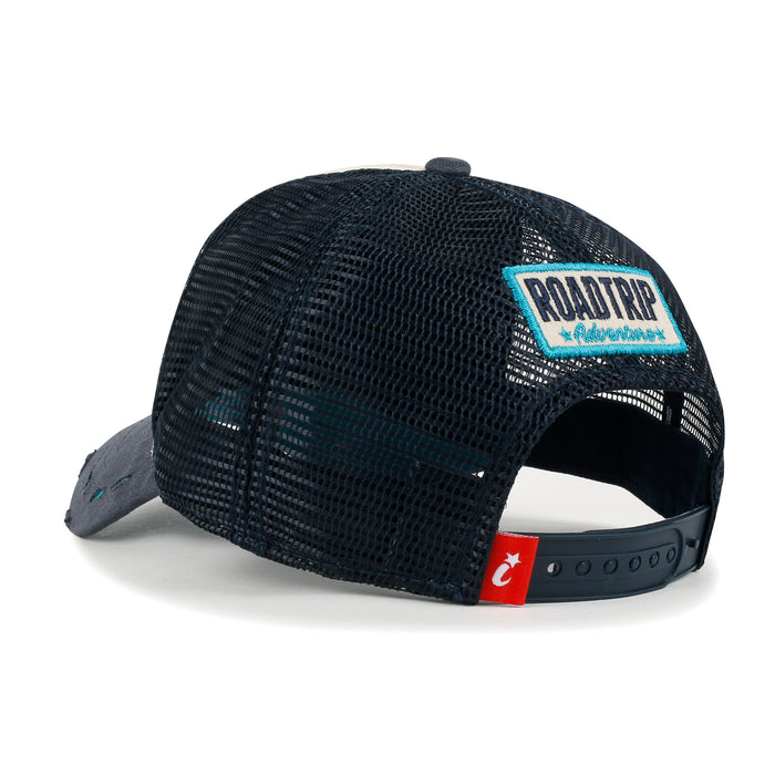 Ililily Ililily Premium ROAD TRIP Round Embroidery Trucker Hat Vintage Baseball Cap