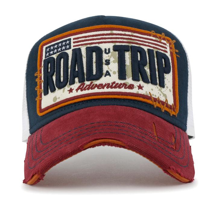 Ililily Ililily PREMIUM ROAD TRIP Vintage Distressed Snapback Trucker Hat Baseball Cap M / XL