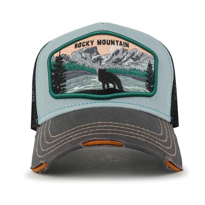 Ililily Ililily Premium Rocky Mountain Embroidery Baseball Cap Structured Trucker Hat