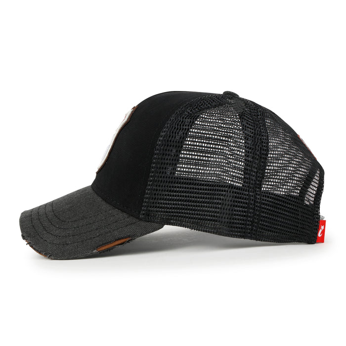 Ililily Ililily PREMIUM Route 66 Embroidery Baseball Cap Cotton Vintage Trucker Hat