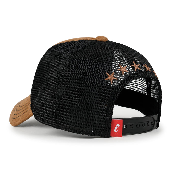 Ililily Ililily PREMIUM Star Embroidery Baseball Cap Faux Suede Trucker Hat