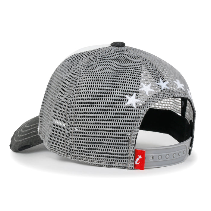 Ililily Ililily Premium Star Embroidery Structured Crown Vintage Trucker Hat