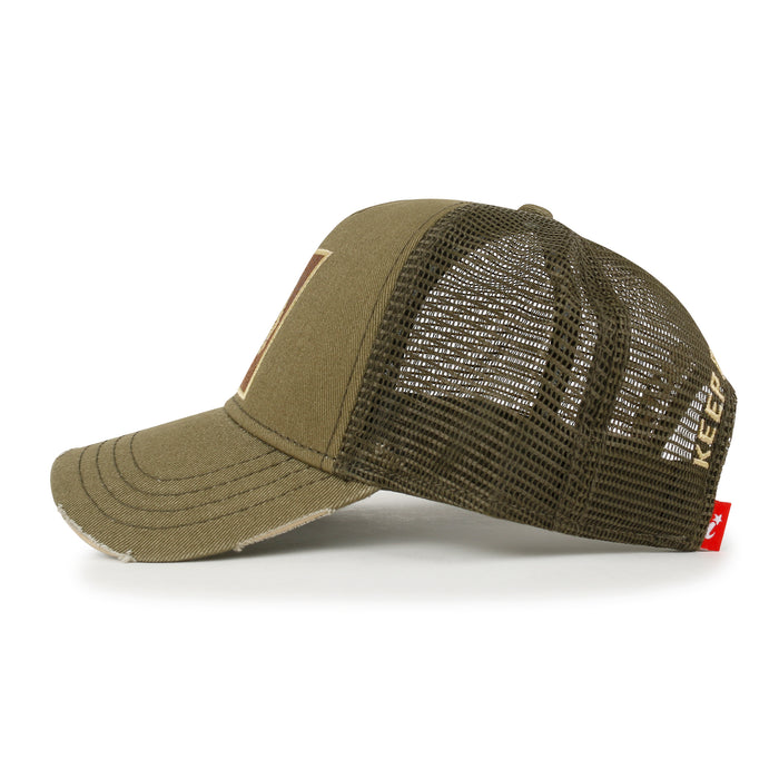Ililily Ililily PREMIUM Tree Embroidery Patch Cotton Hat Distressed Baseball Cap