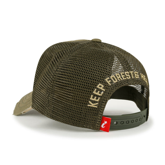 Ililily Ililily PREMIUM Tree Embroidery Patch Cotton Hat Distressed Baseball Cap