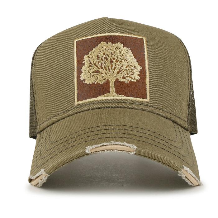 Ililily Ililily PREMIUM Tree Embroidery Patch Cotton Hat Distressed Baseball Cap