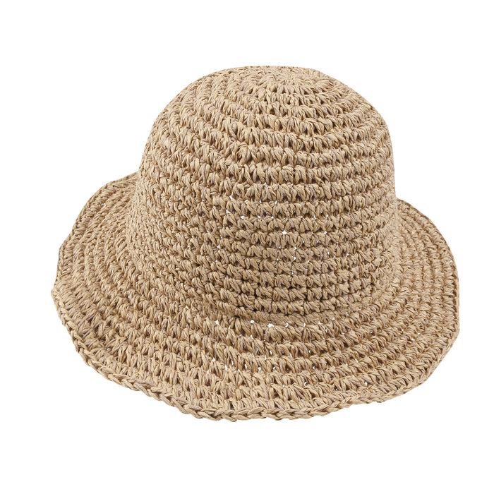 Ililily Ililily Raffia Straw Feminine Sun Bonnet Hat Classic Crochet Bucket Hat