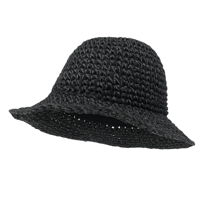 Ililily Ililily Raffia Straw Feminine Sun Bonnet Hat Classic Crochet Bucket Hat