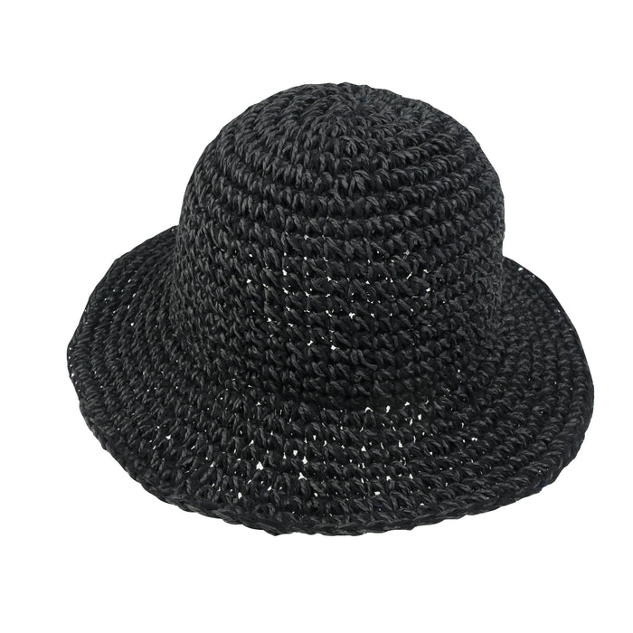 Ililily Ililily Raffia Straw Feminine Sun Bonnet Hat Classic Crochet Bucket Hat