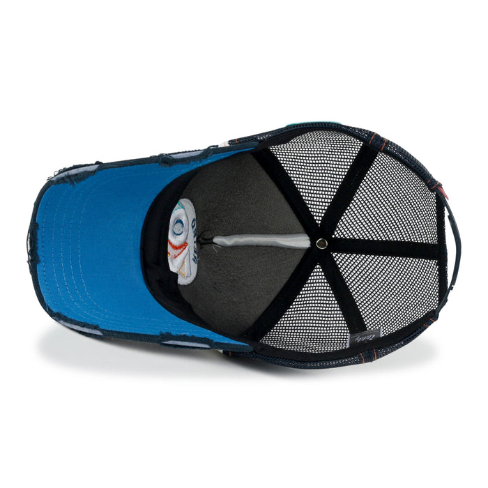 Ililily Ililily Retro Embroidery Baseball Cap Vintage Distressed Cotton Sponge Trucker Hat