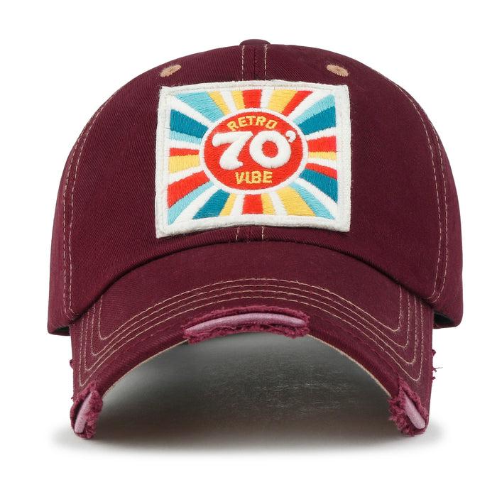 Ililily Ililily Retro Embroidery Baseball Cap Vintage Distressed Cotton Trucker Hat