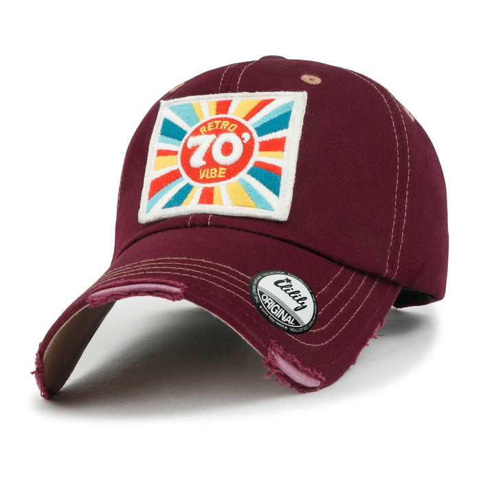 ililily ililily Retro Embroidery Baseball Cap Vintage Distressed Cotton Trucker Hat