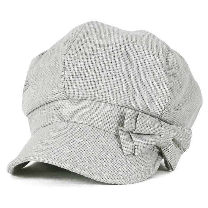 ililily ililily Ribbon Trim Cotton Big Apple Newsboy Hat Stretch-fit Flat Cabbie Cap
