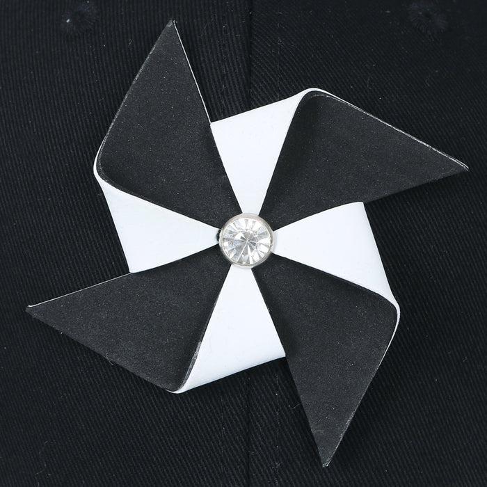 Ililily Ililily Rubber Pinwheel Baseball Cap Mosaic Pattern Flat Bill Snapback Hat