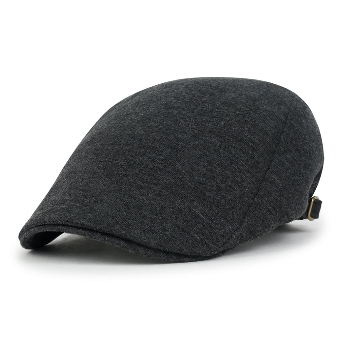 ililily ililily Soft Cotton Jersey Newsboy Flat Cap Ivy Side Strap Driver Hunting Hat