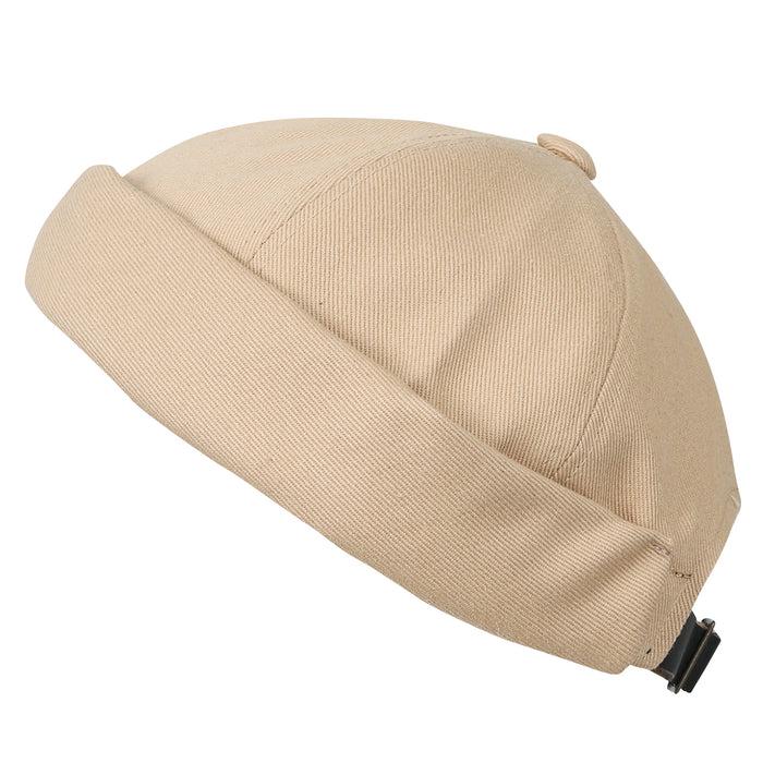 Ililily Ililily Solid Color Cotton Short Beanie Strap Back Casual Cap Soft Hat