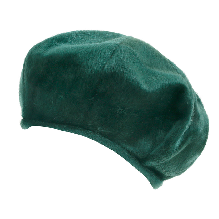 Ililily Ililily Solid Color Faux Fur 8 Panel French Beret Artist Flat Winter Hat