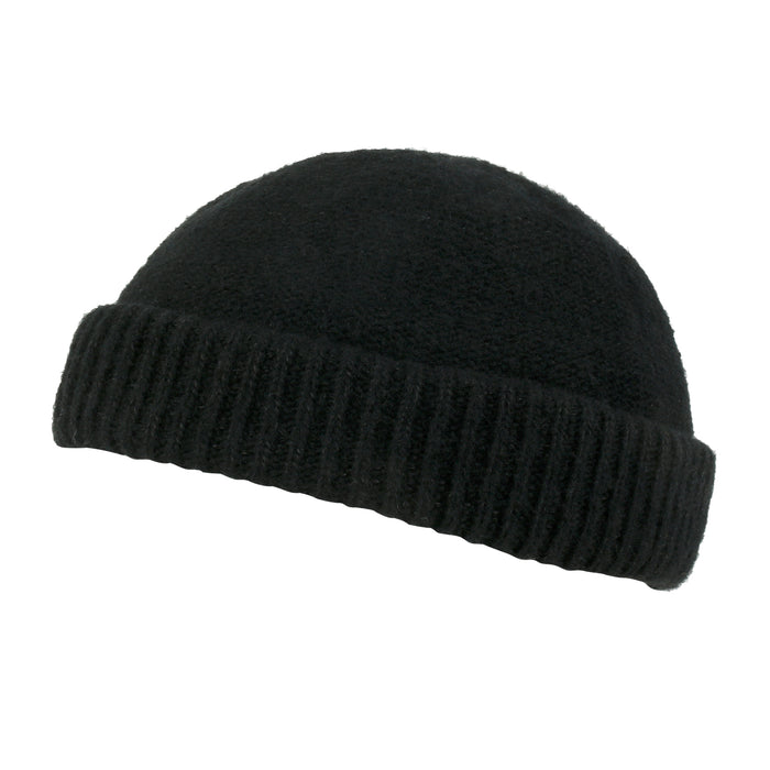Ililily Ililily Solid Color Fold Over Beanie Wool Blended Short Ribbed Knit Hat