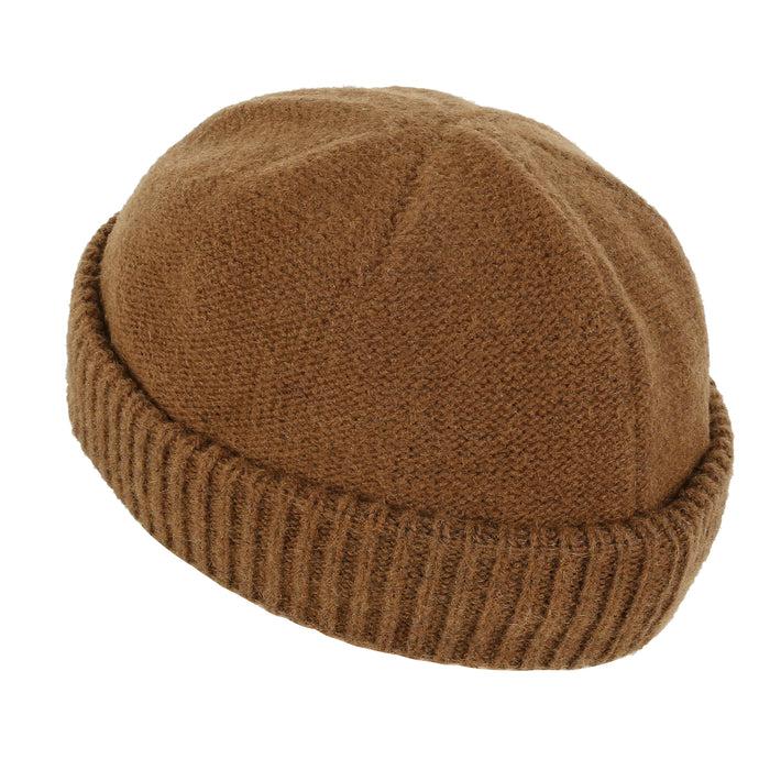 ililily ililily Solid Color Fold Over Beanie Wool Blended Short Ribbed Knit Hat