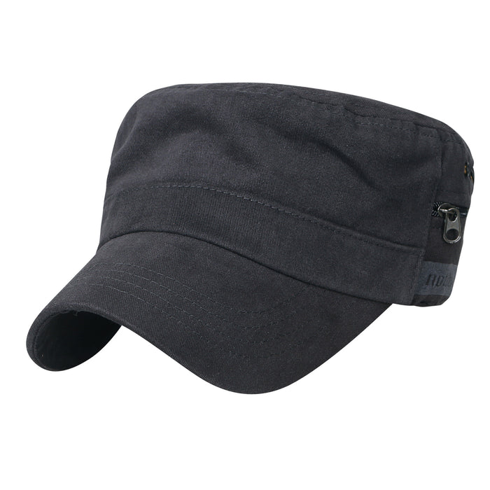 Ililily Ililily Solid Color Military Army Hat Soft Cotton Adjustable Strap Cadet Cap