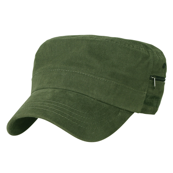 ililily ililily Solid Color Military Army Hat Soft Cotton Adjustable Strap Cadet Cap