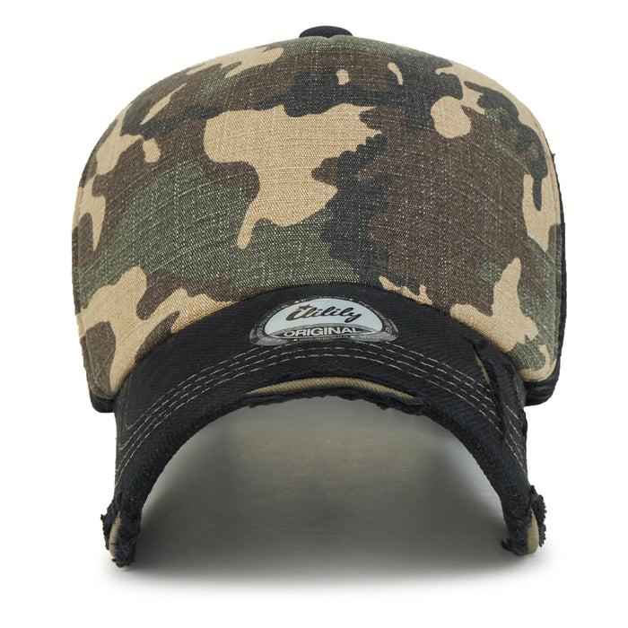 Ililily Ililily Solid Color Vintage Distressed Mesh Blank Trucker Hat Baseball Cap