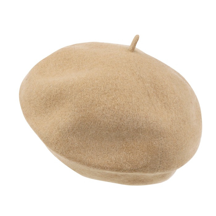 Ililily Ililily Solid Color Wool Blended French Beret Artist Flat Warm Winter Hat