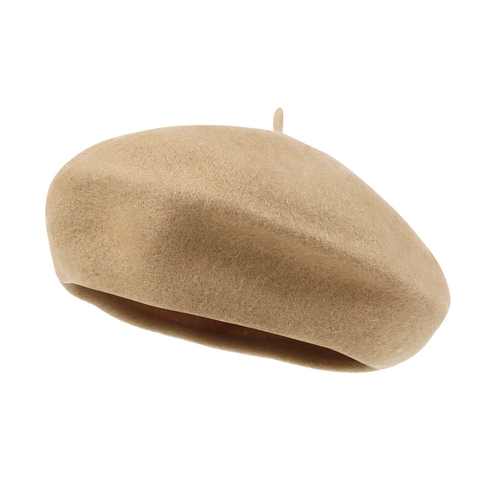ililily ililily Solid Color Wool Blended French Beret Artist Flat Warm Winter Hat