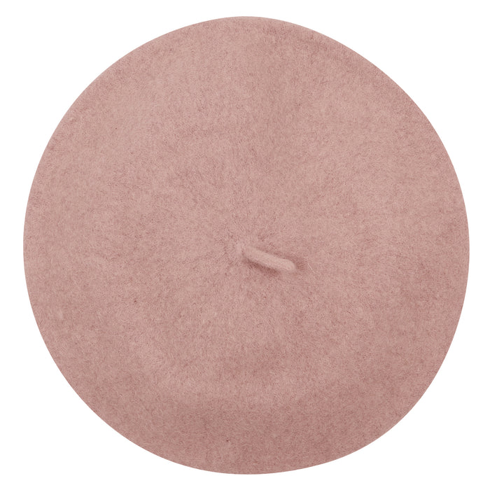 Ililily Ililily Solid Color Wool Blended French Beret Furry Artist Flat Winter Hat