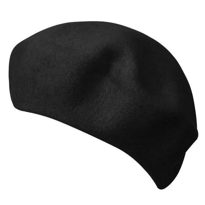 Ililily Ililily Solid Color Wool Blended French Beret Furry Artist Flat Winter Hat