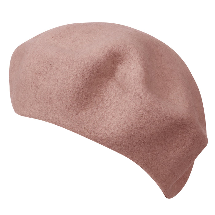 ililily ililily Solid Color Wool Blended French Beret Furry Artist Flat Winter Hat