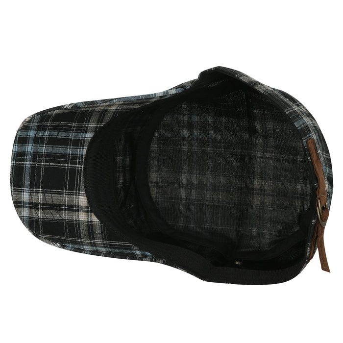 Ililily Ililily Tartan Checkered Cotton Military Army Radar Hat Casual Cadet Cap