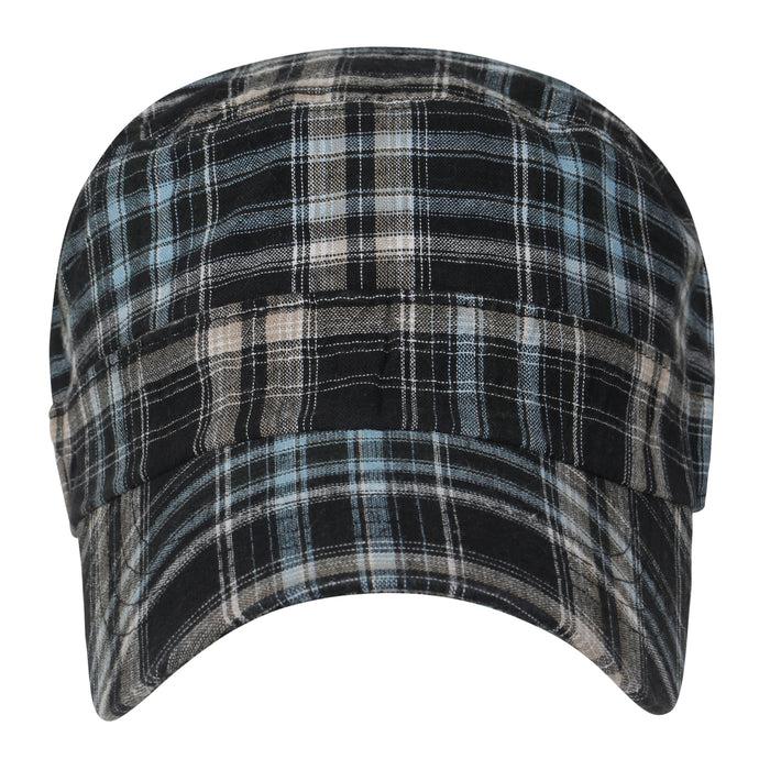 Ililily Ililily Tartan Checkered Cotton Military Army Radar Hat Casual Cadet Cap