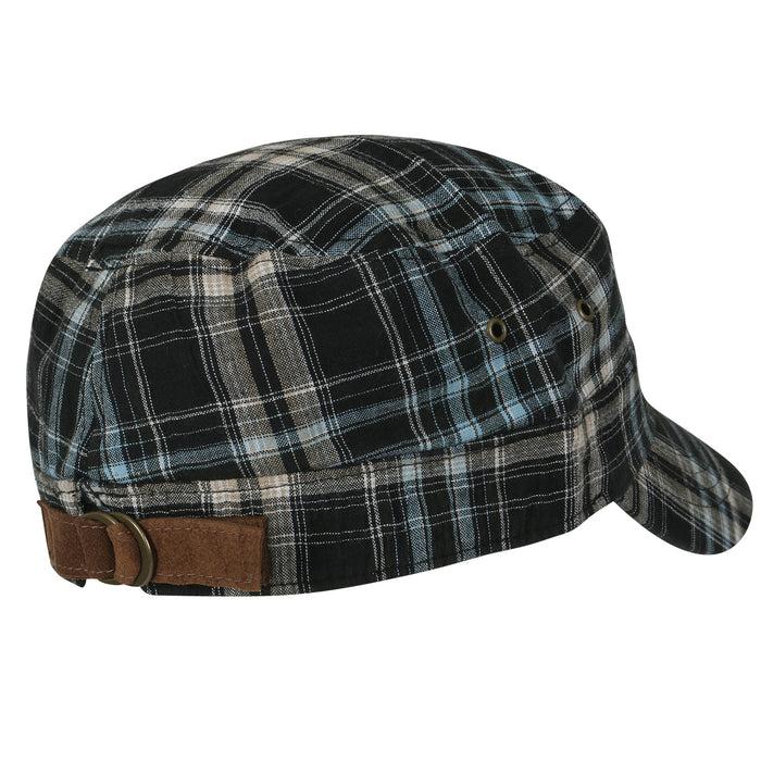 Ililily Ililily Tartan Checkered Cotton Military Army Radar Hat Casual Cadet Cap