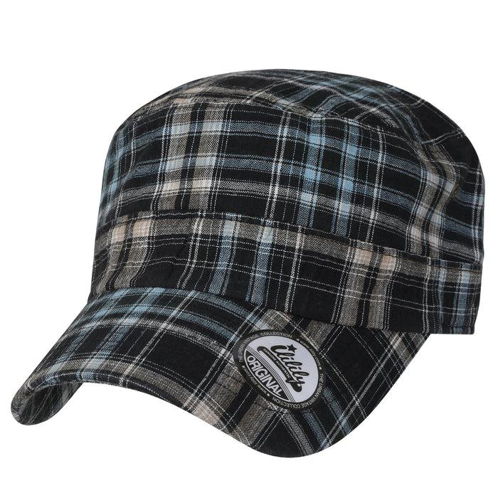 ililily ililily Tartan Checkered Cotton Military Army Radar Hat Casual Cadet Cap