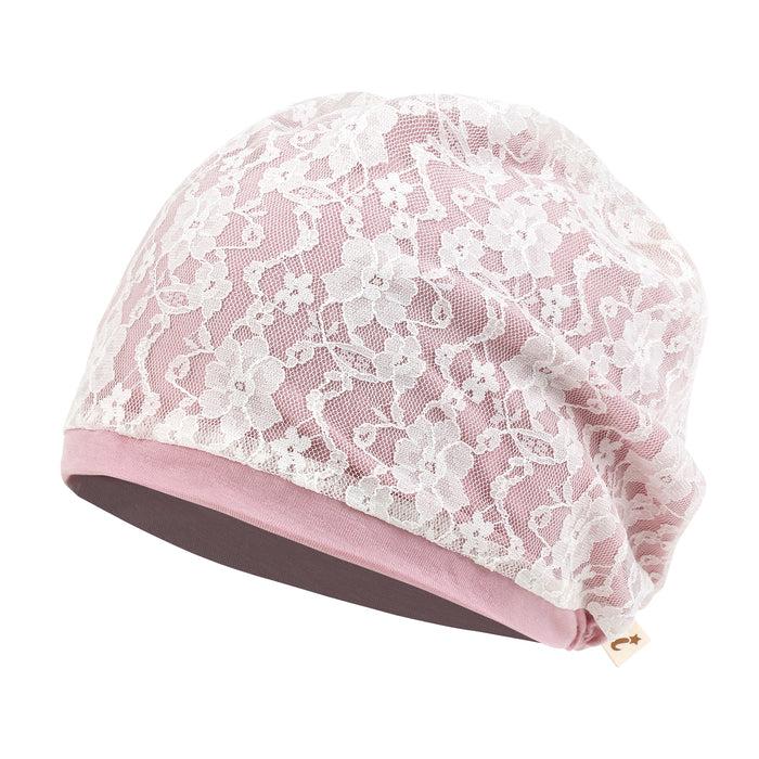 ililily ililily Tencel Lyocell Lace Covered Chemo Beanie Soft Head Cover Sleep Hat