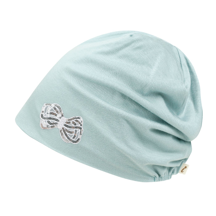 Ililily Ililily Tencel Lyocell Ribbon Spangle Motif Chemo Beanie Soft Smooth Sleep Hat