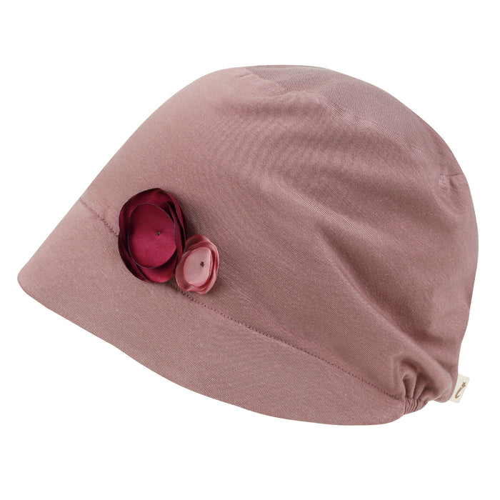 Ililily Ililily TENCEL™Lyocell Flower Trim Beanie Soft Touch Stretchable Classic Hat