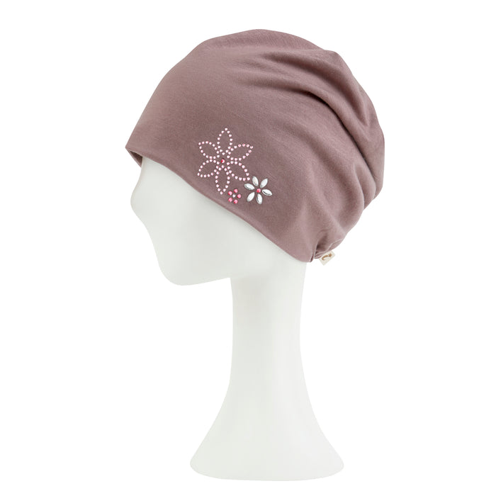 Ililily Ililily TENCEL™Lyocell Rhinestone Chemo Beanie Ultra Soft Head Cover Sleep Hat