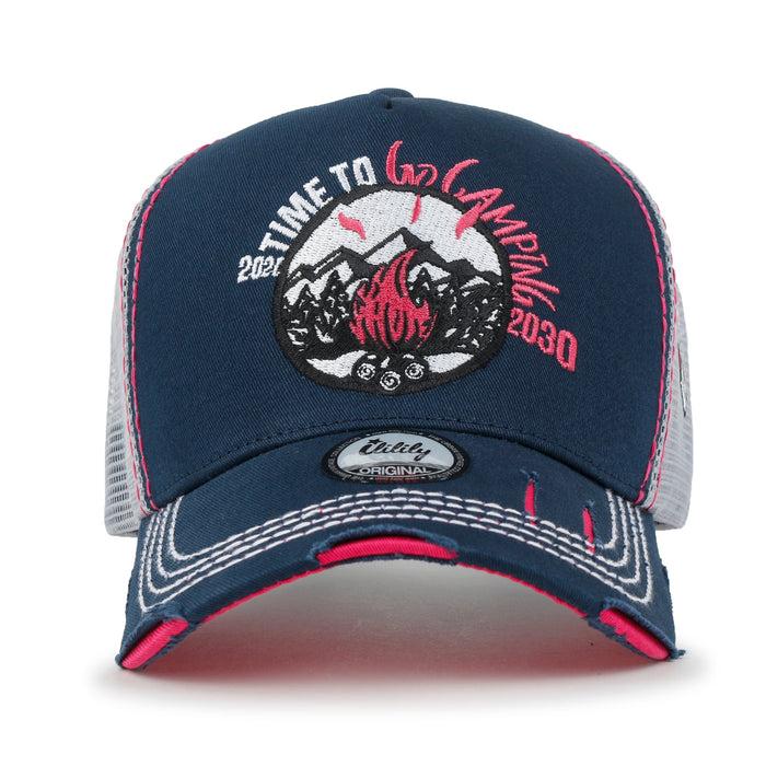 Ililily Ililily Time To Embroidered Baseball Cap Colorful Stitch Mesh Trucker Hat