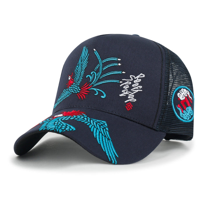 ililily ililily Time To Embroidered Baseball Cap Colorful Stitch Mesh Trucker Hat