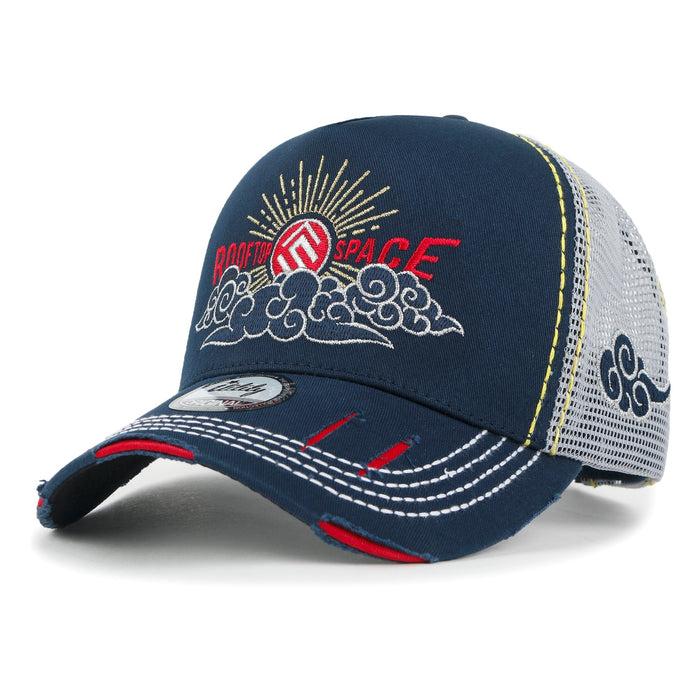 ililily ililily Time To Embroidered Baseball Cap Colorful Stitch Mesh Trucker Hat