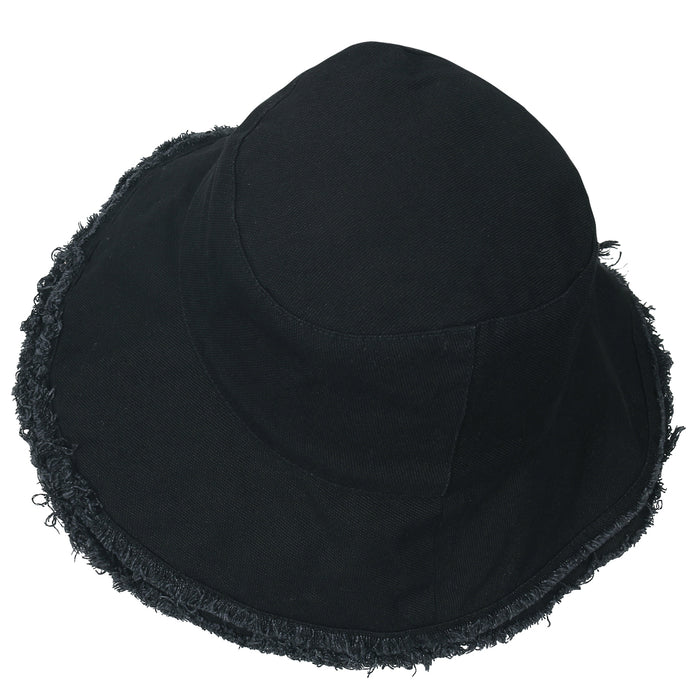 Ililily Ililily Vintage Cotton Fishing Hat Casual Ripped Edge Bucket Hat