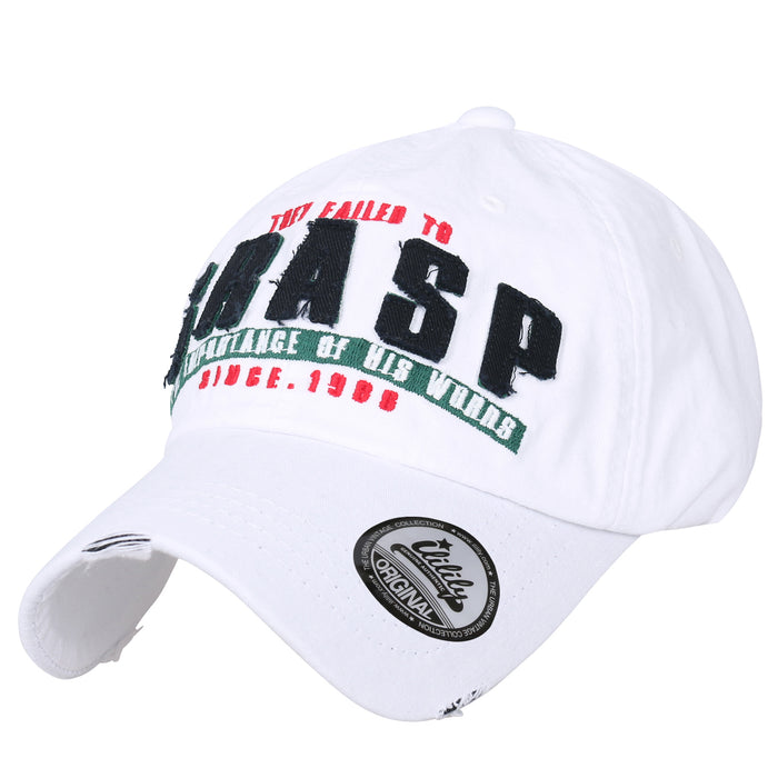 ililily ililily Washed Cotton GRASP Letter Patch Vintage Trucker Hat Casual Baseball Cap