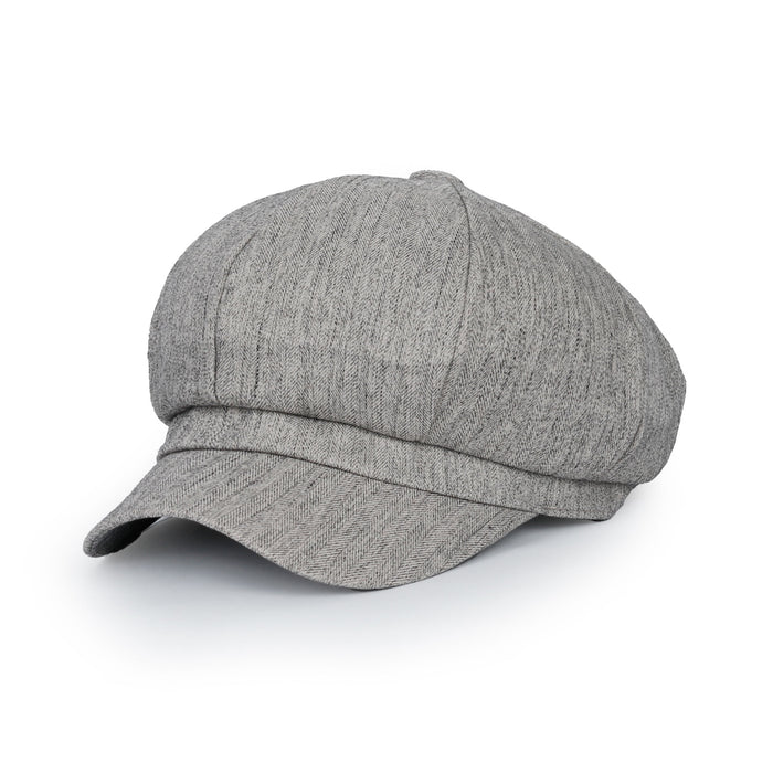 ililily ililily Washed Cotton Newsboy Cabbie Cap Herringbone Duck Bill Flat Hunting Hat