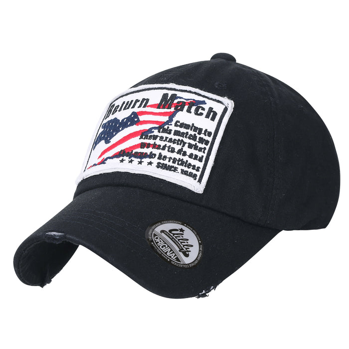 Ililily Ililily Washed Cotton US Flag Vintage Trucker Hat Casual Baseball Cap