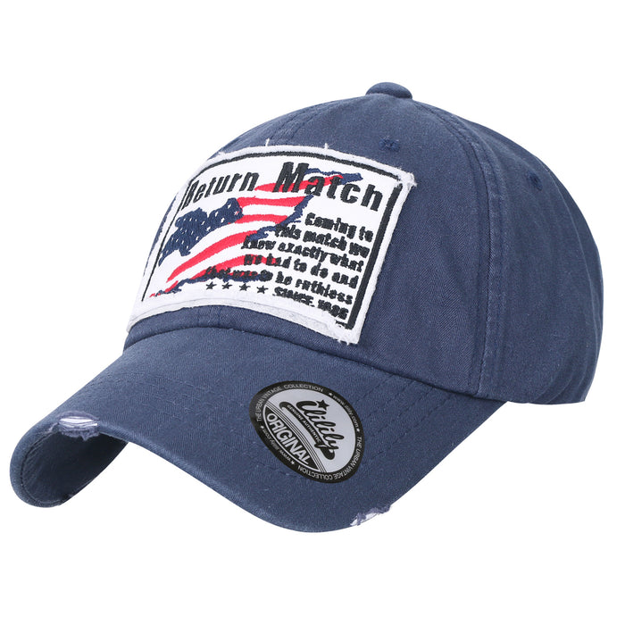 ililily ililily Washed Cotton US Flag Vintage Trucker Hat Casual Baseball Cap