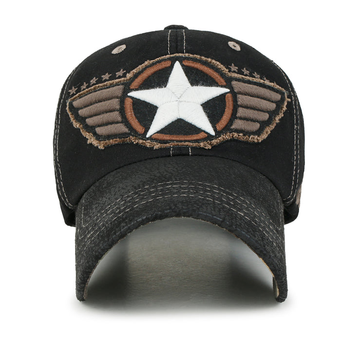 Ililily Ililily Wing And Star Embroidery Color Baseball Cap Washed Cotton Trucker Hat