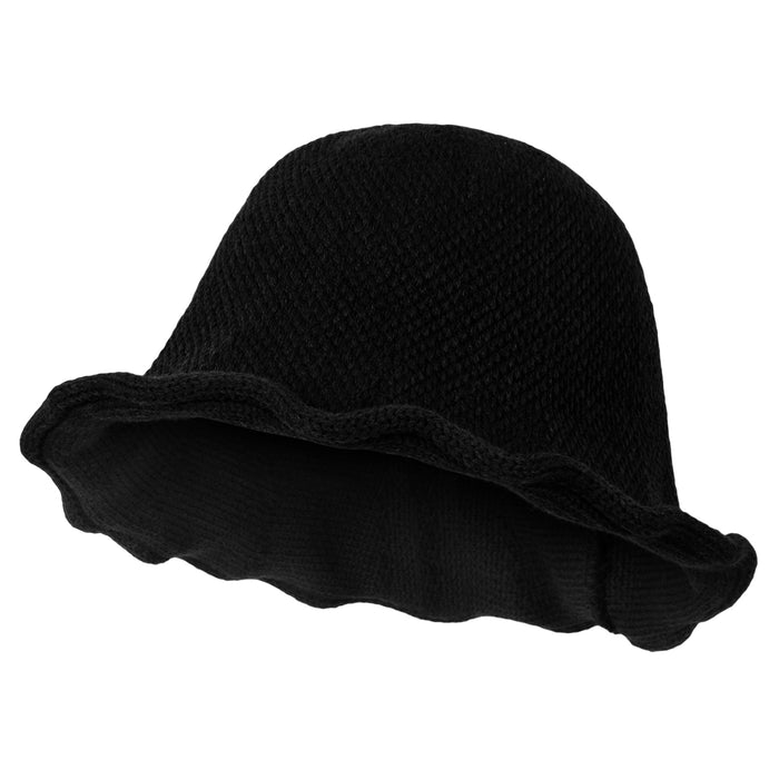 ililily ililily Women Knitted Floppy Round Top Fedora Feminine Bucket Hat