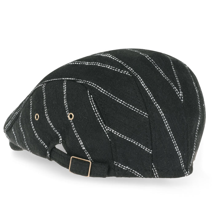 Ililily Ililily Wool-Blend Fitted Gatsby Newsboy Hat Stripe Cabbie Hunting Flat Cap